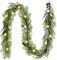 Christmas Garland with Lights, Prelit 9ft Lighted Norfolk Pine Garland, Battery Operated Greenery Garland Christmas Decorations for Mantle and Stairs, Home Decor Indoor Outdoor